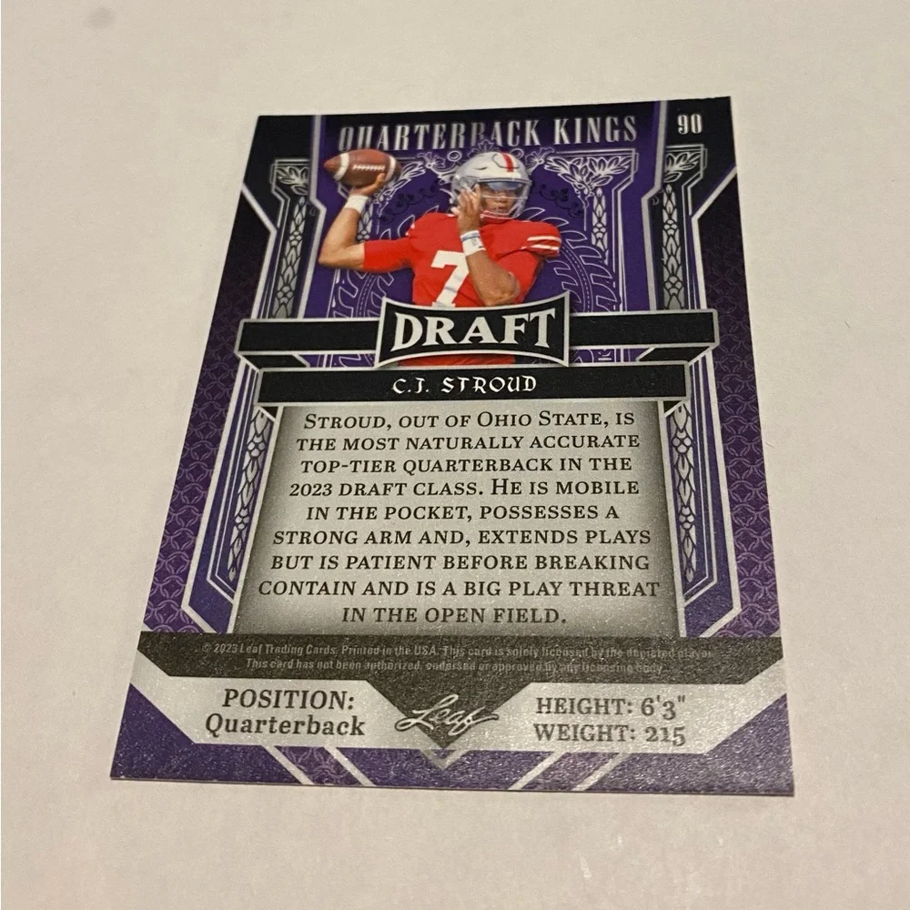 C.J. Stroud RC Rookie 2023 Red Leaf Football Card #90 Draft Ohio State